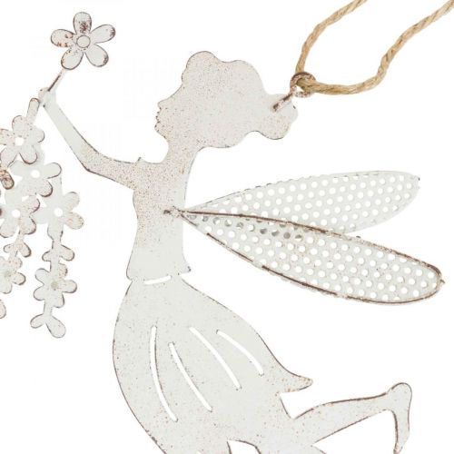 Artikel Decoratieve sprookjesraamdecoratie lente metaal wit elfje 15×10cm 2 st