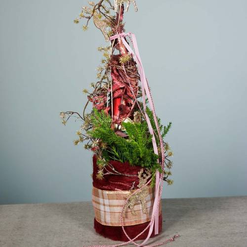 Floristik24 Decoratief bontlint donkerrood 15cm x 200cm