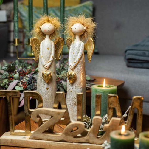 Floristik24 Decoratiefiguur engel met hartje goud kerstengel 11,5 × 7,5 × 37cm