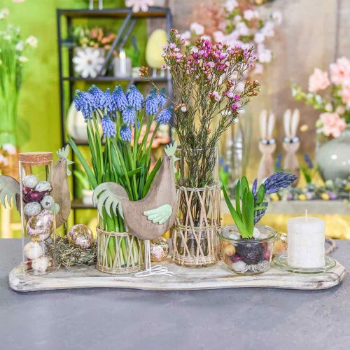Decoratief beeld haan hout, metaal groen tafeldecoratie Pasen H23cm | Floristik24.nl