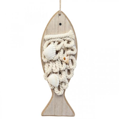 Deco vishanger houten vis maritiem decoratie hout 6,5×19,5cm