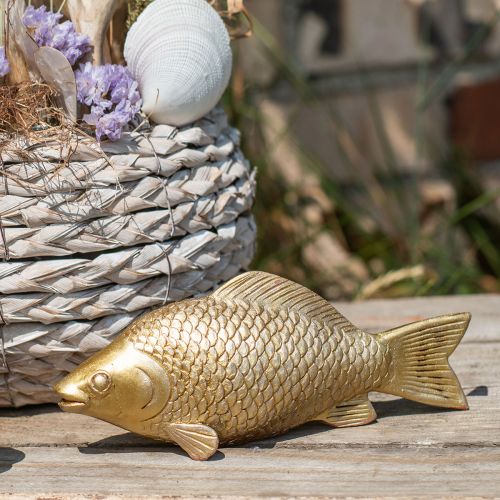 Floristik24 Decoratief Vis Goudkleurig Beeld om te staan Vis Sculptuur Polyresin Klein L18cm