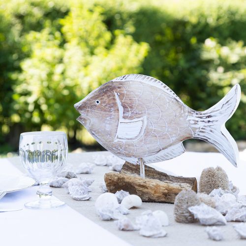 Floristik24 Decoratieve houten visstandaard op wortel maritieme decoratie 27cm