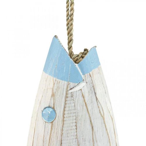Deco vis hout Houten vis om op te hangen lichtblauw H57.5cm