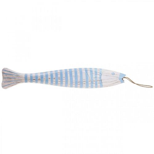 Floristik24 Decoratief vishout houten vis om op te hangen lichtblauw H57,5cm