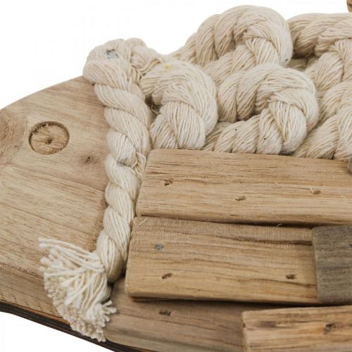 Decoratieve vis gemaakt van drijfhout houten vis natuur maritieme decoratie 31cm