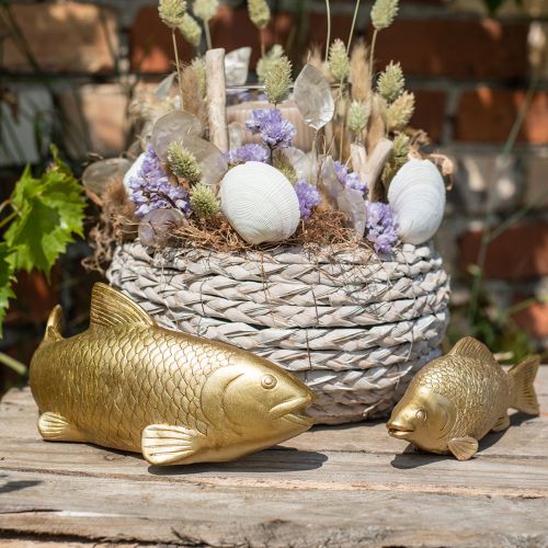 Floristik24 Decoratieve vis om neer te zetten, vissculptuur polyresin goud groot L25cm