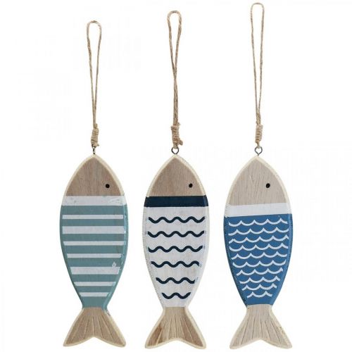 Artikel Deco vis, houten vis decoratie, vis hanger hout 15cm 3st