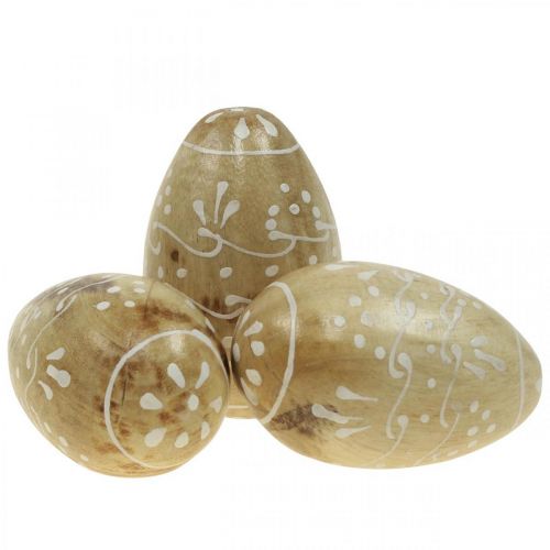 Floristik24 Houten eieren, siereieren, paaseieren van mangohout 8×5cm 6st