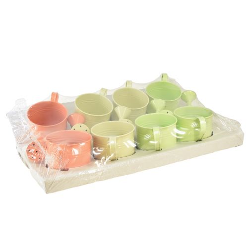 Artikel Decoratieve gieter pastelkleuren metaal Ø11cm H10cm 8 st