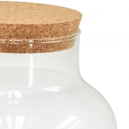 Floristik24 Decoratieve glazen vaas met kurken, helder kurkglas, diameter 18 cm, hoogte 20,5 cm