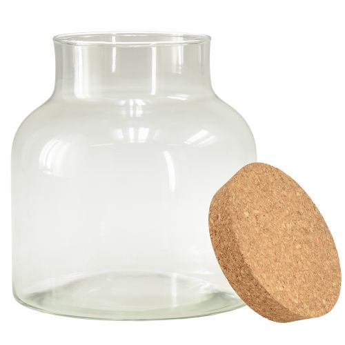 Floristik24 Decoratieve glazen vaas met kurken, helder kurkglas, diameter 18 cm, hoogte 20,5 cm