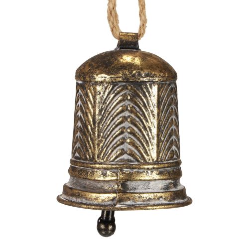 Floristik24 Decoratieve metalen bel, kerstbel decoratie gouden anik-look Ø10,5cm×13cm