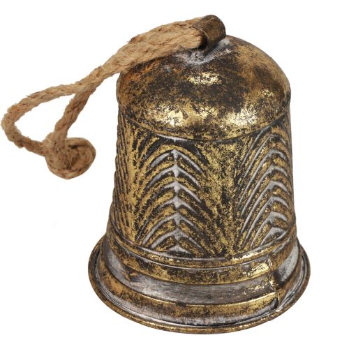 Floristik24 Decoratieve metalen bel, kerstbel decoratie gouden anik-look Ø10,5cm×13cm