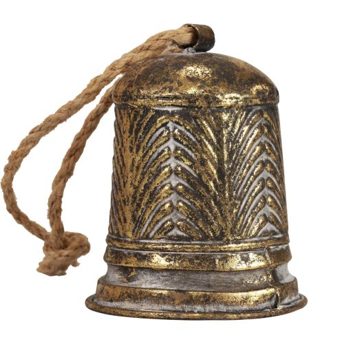 Floristik24 Decoratieve metalen bel, kerstbel decoratie gouden anik-look Ø10,5cm×13cm