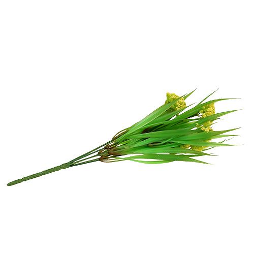 Floristik24 Decoratiegras met bloemen geel, groen H32ccm