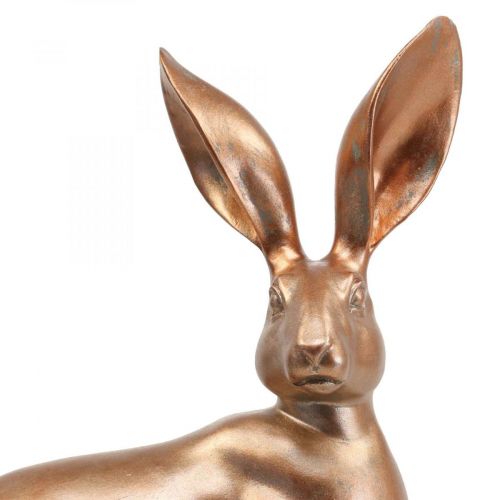 Deco bunny goud zittend paar paashazen H30.5cm 2st