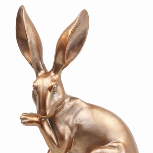 Floristik24 Deco bunny goud zittend paar paashazen H30.5cm 2st
