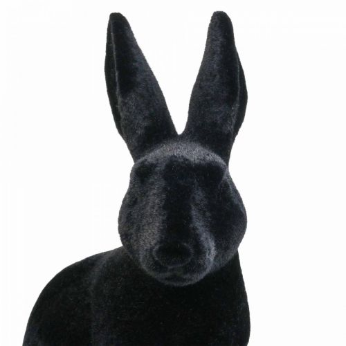 Floristik24 Grote Paashaas Decoratie Zwart Gevlokt Keramiek H42.5cm