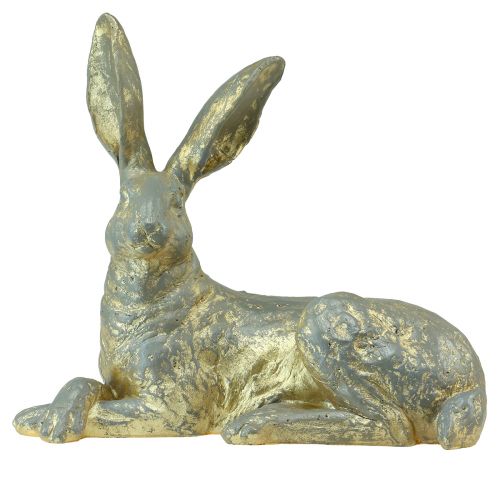 Floristik24 Decoratief Konijntje Liggend Goudgrijs Decoratief Figuur Pasen 27x13x25cm