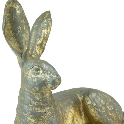 Floristik24 Decoratief Konijntje Liggend Goudgrijs Decoratief Figuur Pasen 27x13x25cm