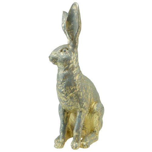 Floristik24 Decoratief Konijntje Zittend Grijs Goud Vintage Pasen 20,5x11x37cm