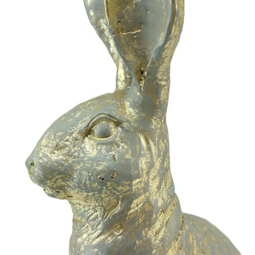Floristik24 Decoratief Konijntje Zittend Grijs Goud Vintage Pasen 20,5x11x37cm