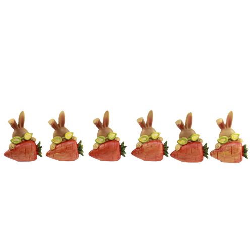 Artikel Decoratief konijntje met wortel Paashaas decoratiefiguren H5,5cm 6st