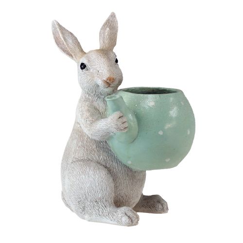 Artikel Decoratief konijn met theepot decoratief figuur tafeldecoratie Pasen H22,5cm