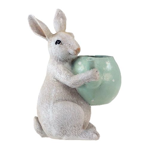 Floristik24 Decoratief konijn met theepot decoratief figuur tafeldecoratie Pasen H22,5cm