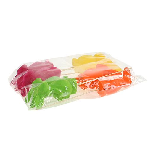 Floristik24 Decoratieve konijnen, geflockt, assorti. 13cm 8 stuks