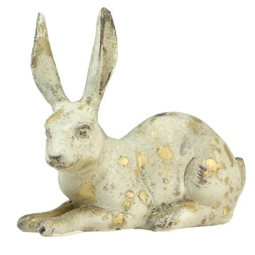 Artikel Decoratieve konijnen zittend staand witgoud H12,5x16,5cm 2 stuks