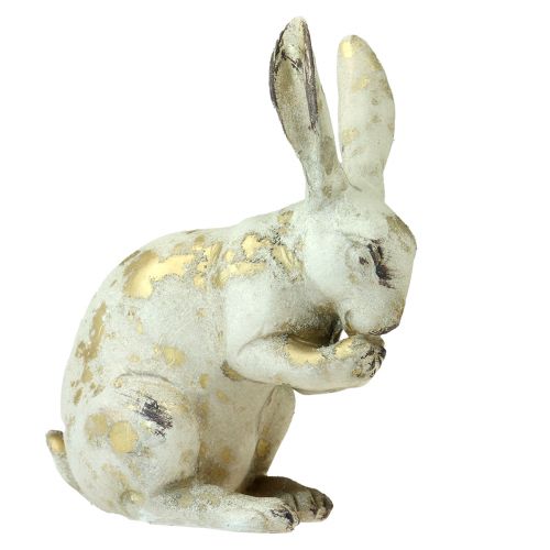 Artikel Decoratieve konijnen zittend staand witgoud H12,5x16,5cm 2 stuks