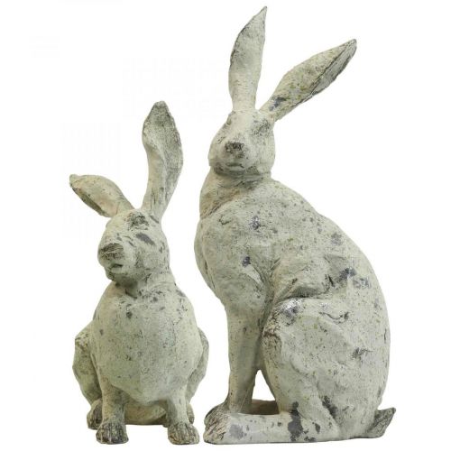 Floristik24 Decoratief konijn zittend steenlook tuindecoratie H30cm 2st