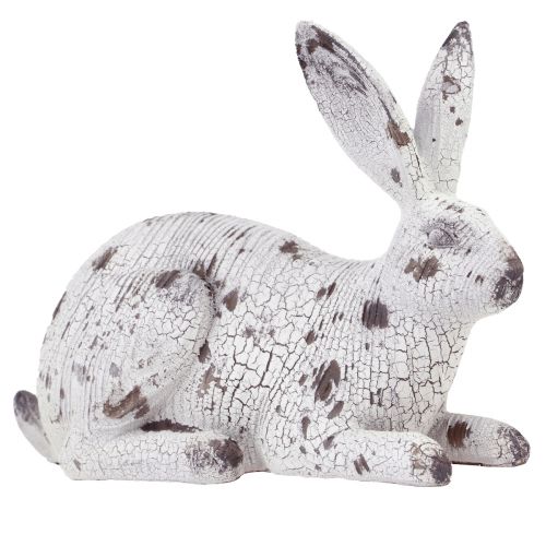 Artikel Decoratieve konijntjes wit vintage houtlook Pasen H14,5/24,5cm 2st