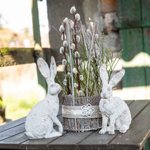 Artikel Decoratief konijn zittend shabby chic lente decoratie H25cm 2st