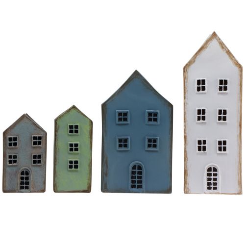 Artikel Decoratieve huizen tafeldecoratie vintage plantenbak H12,5cm - 19cm set van 4