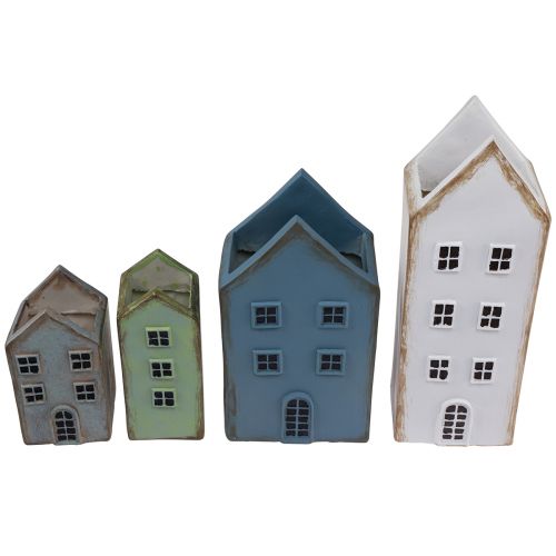 Artikel Decoratieve huizen tafeldecoratie vintage plantenbak H12,5cm - 19cm set van 4