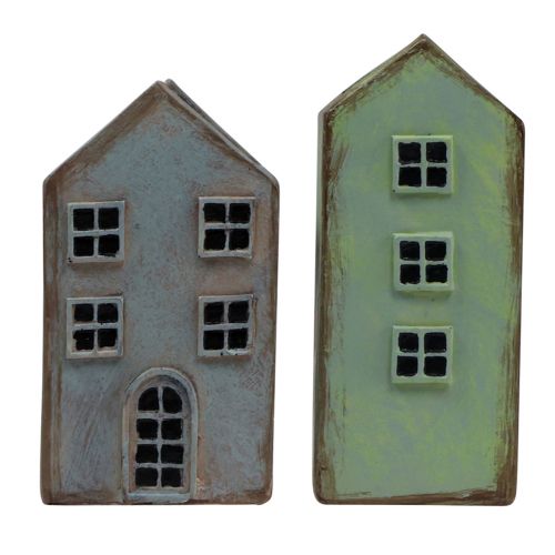 Artikel Decoratieve huizen tafeldecoratie vintage plantenbak H12,5cm - 19cm set van 4