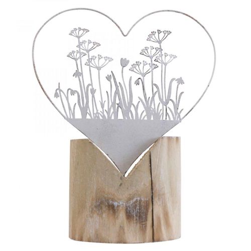 Artikel Decoratief hart staand metaal hout wit lente decoratie H31cm
