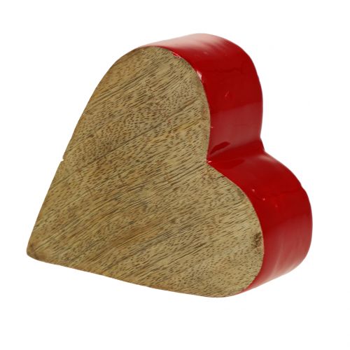 Decoratief hart hout rood, natuurlijk 11cm x 9.5cm
