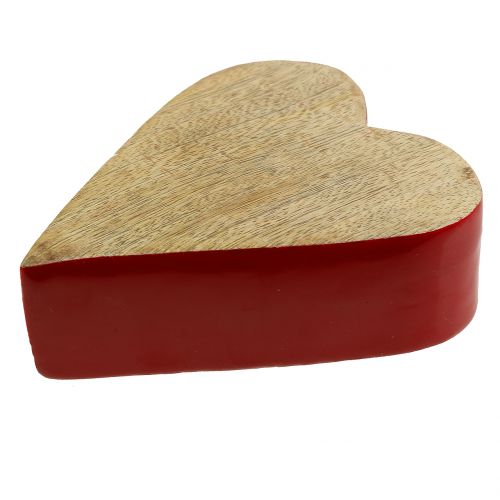 Decoratief hart hout rood, natuurlijk 11cm x 9.5cm