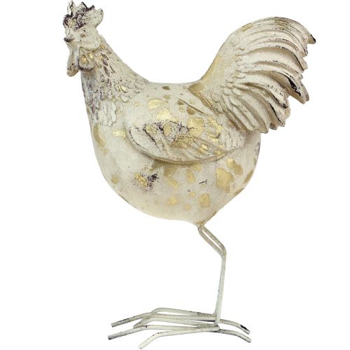 Floristik24 Decoratieve kippen witgoud haan kip vintage L13cm 2 stuks