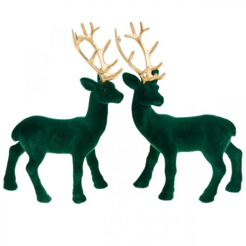 Floristik24 Deco herten groen en goud kerstdecoratie hertenfiguren 20cm 2 st