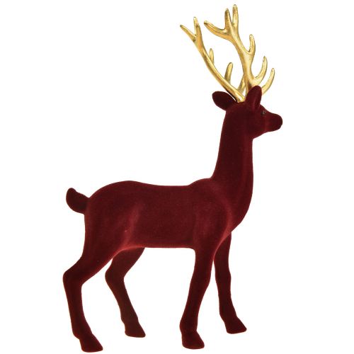 Artikel Decoratief Hert Rendier Bordeaux Goud Beeldje Gevlokt H37cm