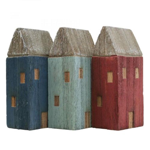 Floristik24 Deco Houten Huizen Shabby Chic Maritiem Deco H14cm 3st