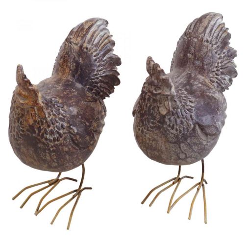 Floristik24 Deco kippen decoratief figuur tuinfiguur kip vintage H17cm 2st