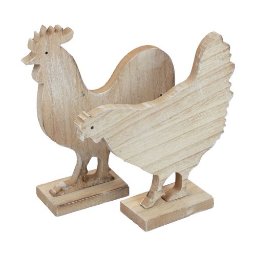 Artikel Decoratieve kip tafeldecoratie Pasen houten decoratie vintage 19cm set van 2
