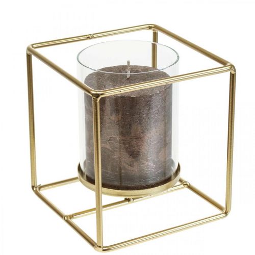 Floristik24 Decoratieve kandelaar goud metaal lantaarn glas 12×12×13cm