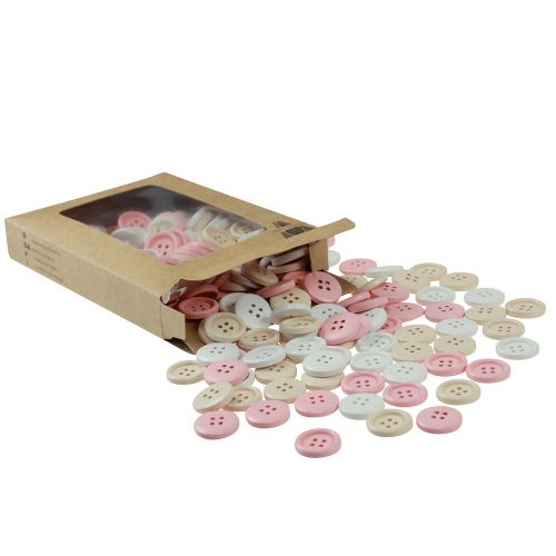 Artikel Decoratieve knopen voor knutselen Hout Ø2cm Crème Roze Wit 210 stuks